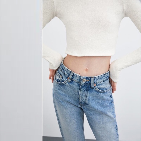 Zara White Textured Long Sleeve NWT - Picture 2 of 9